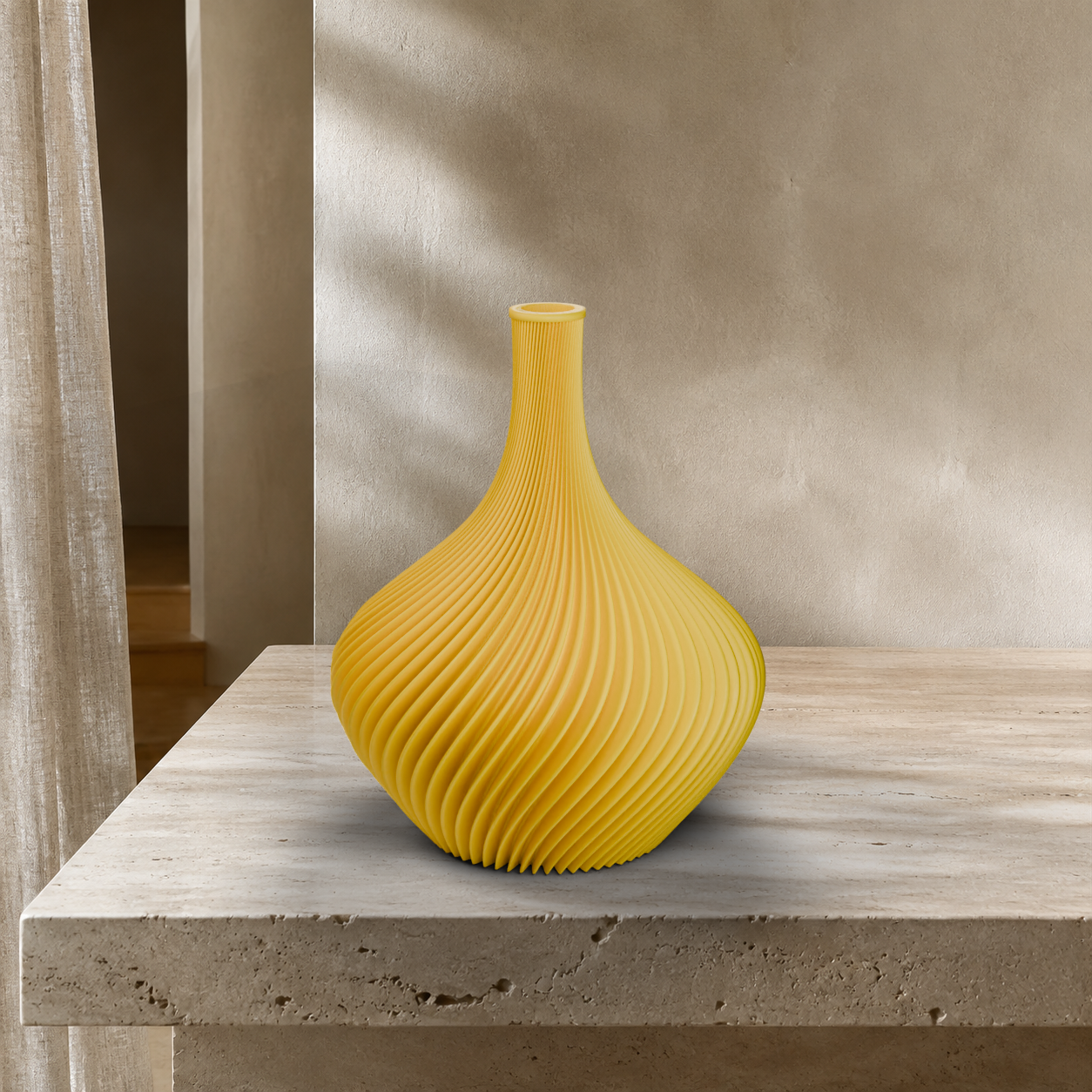 Vaso Amelie giallo con coste a spirale