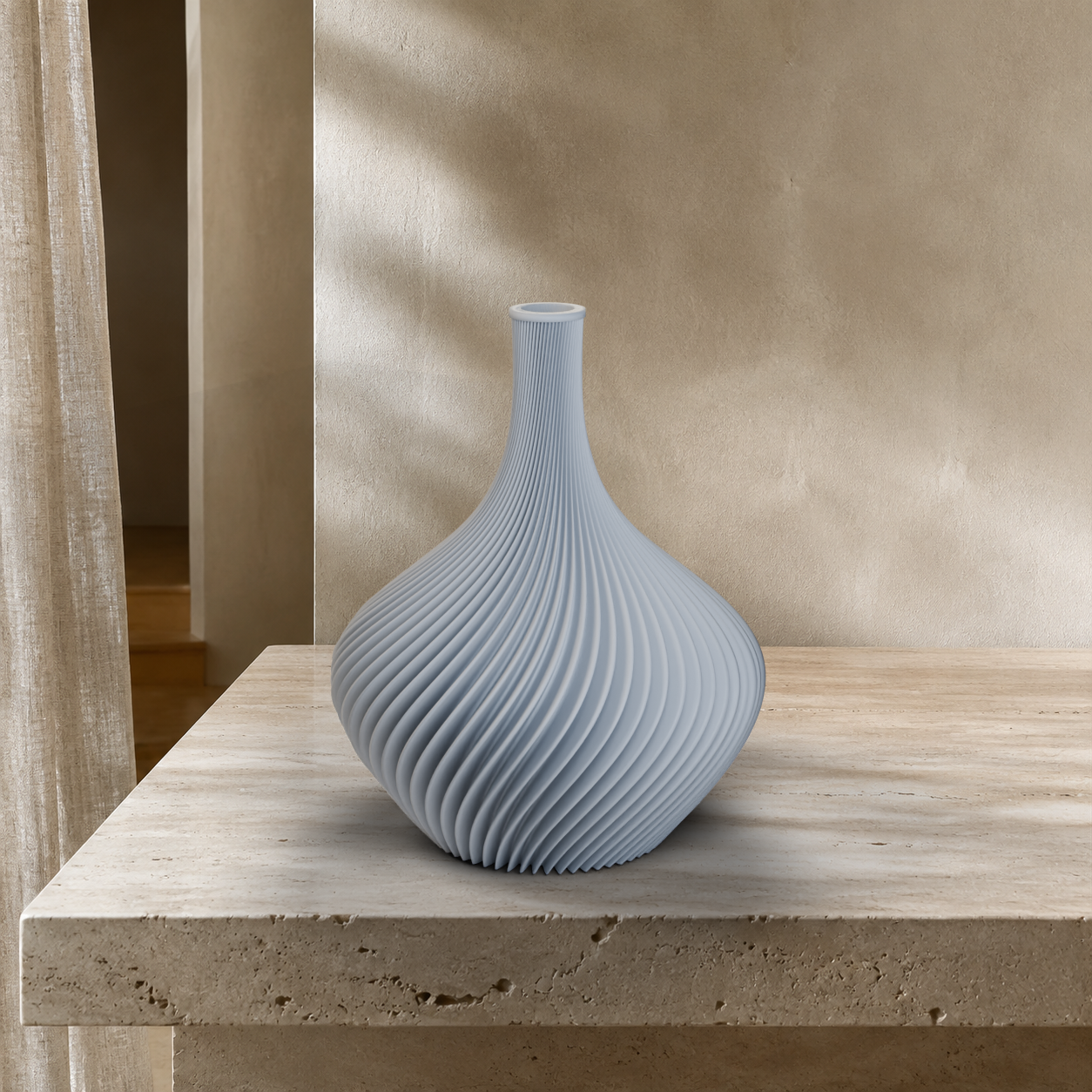 Vaso Amelie grigio chiaro con coste a spirale