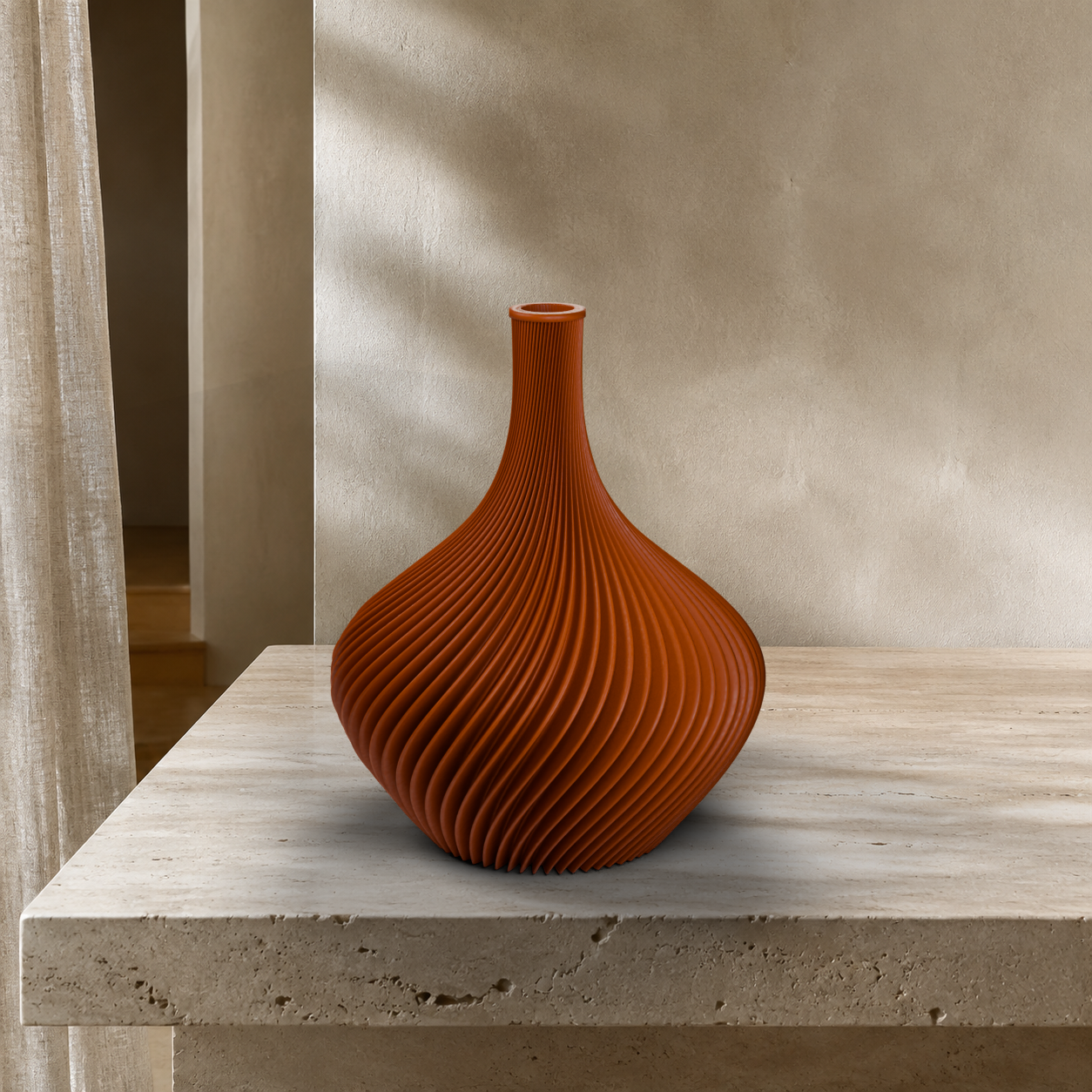 Vaso Amelie marrone con coste a spirale