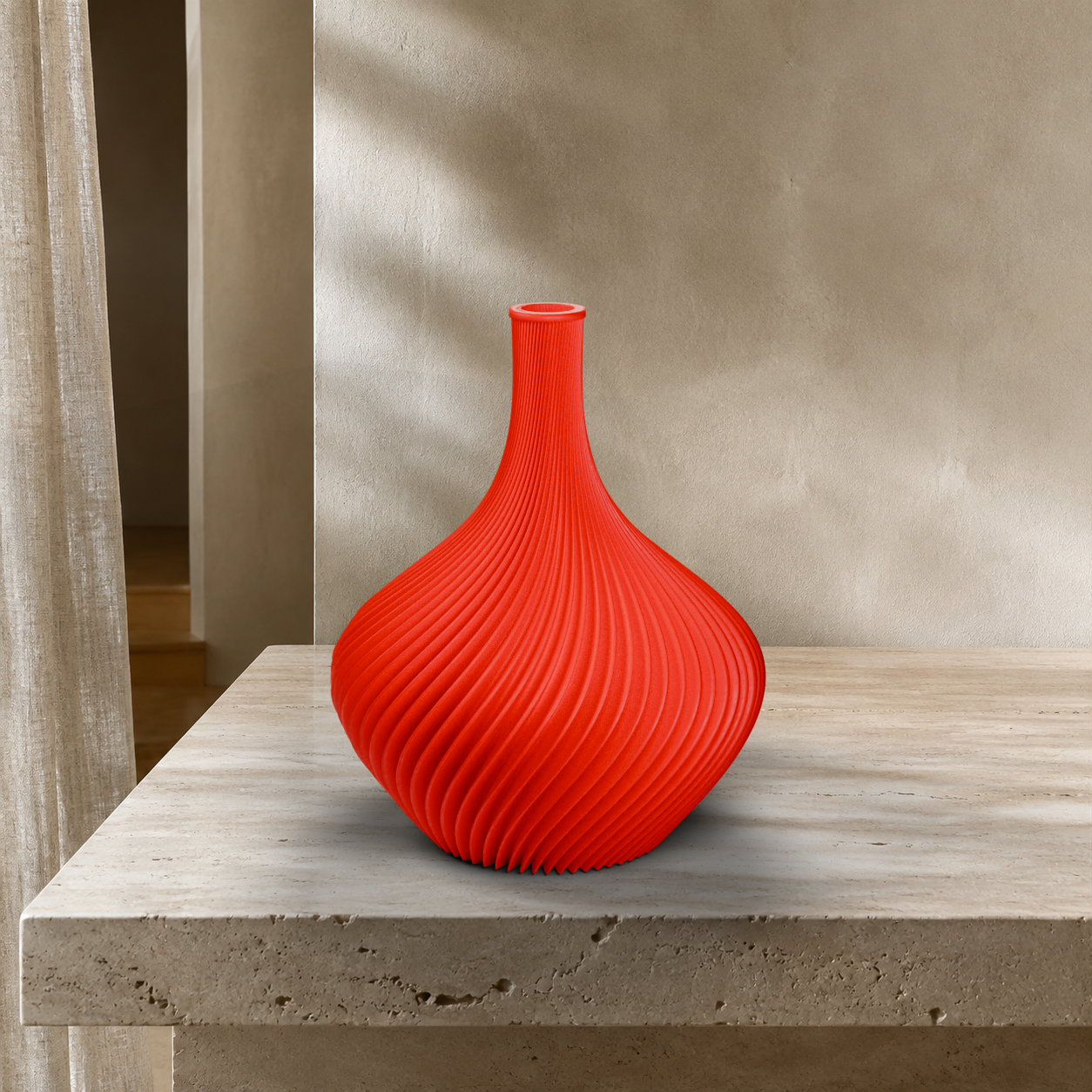 Vaso Amelie rosso con coste a spirale