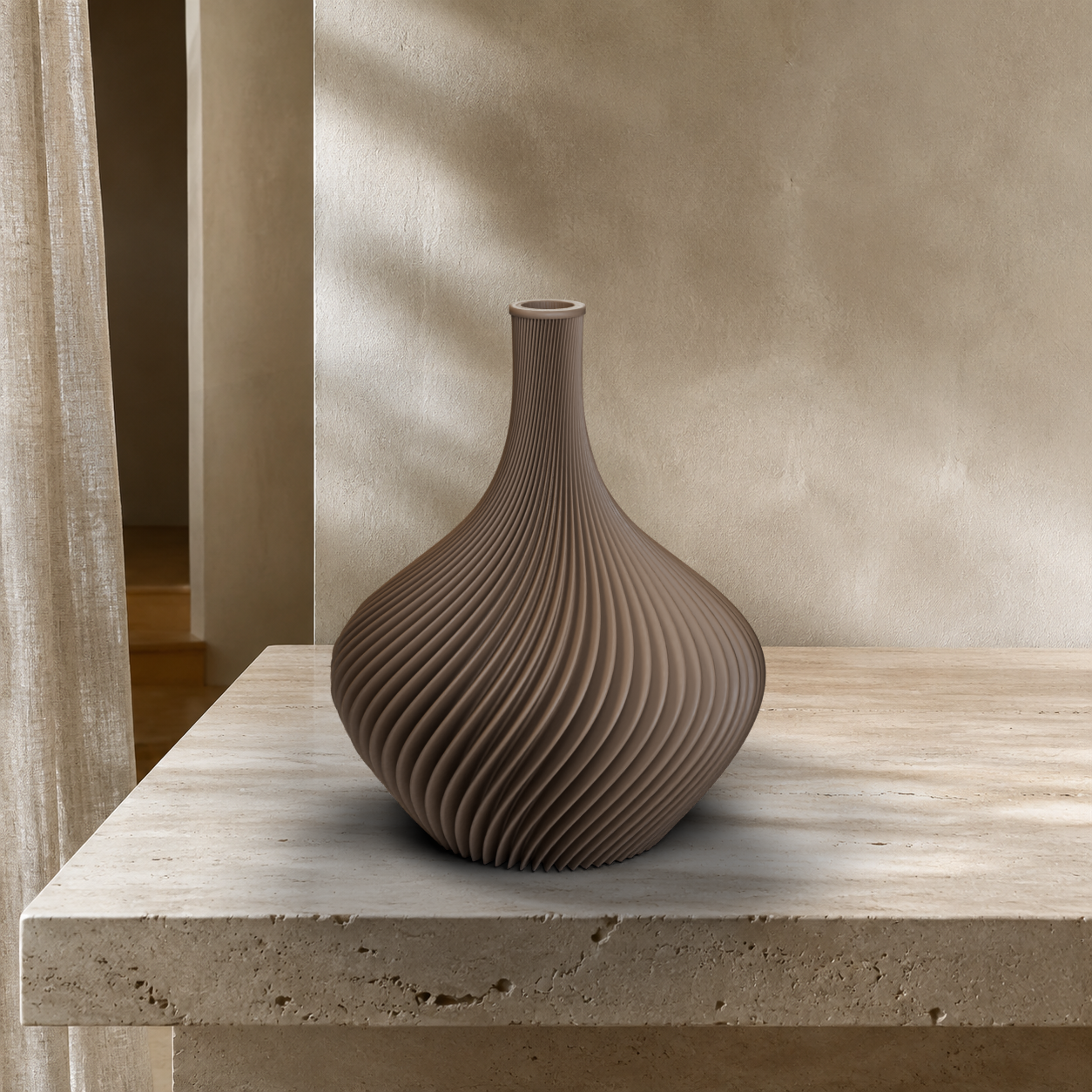 Vaso Amelie tortora con coste a spirale