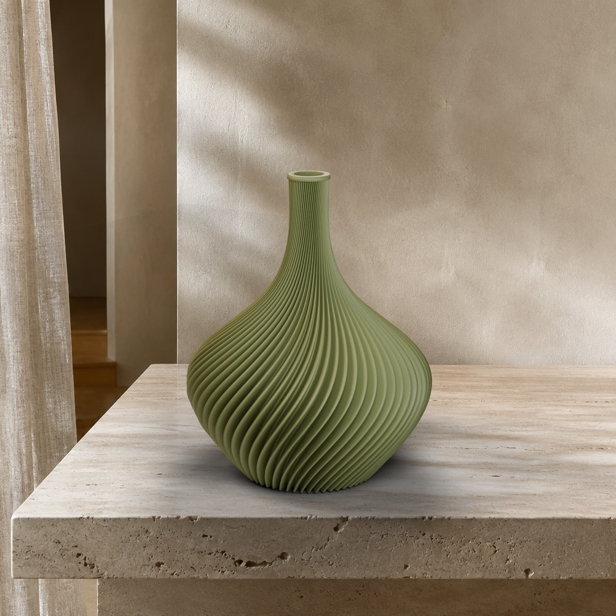 Vaso Amelie verde salvia con coste a spirale